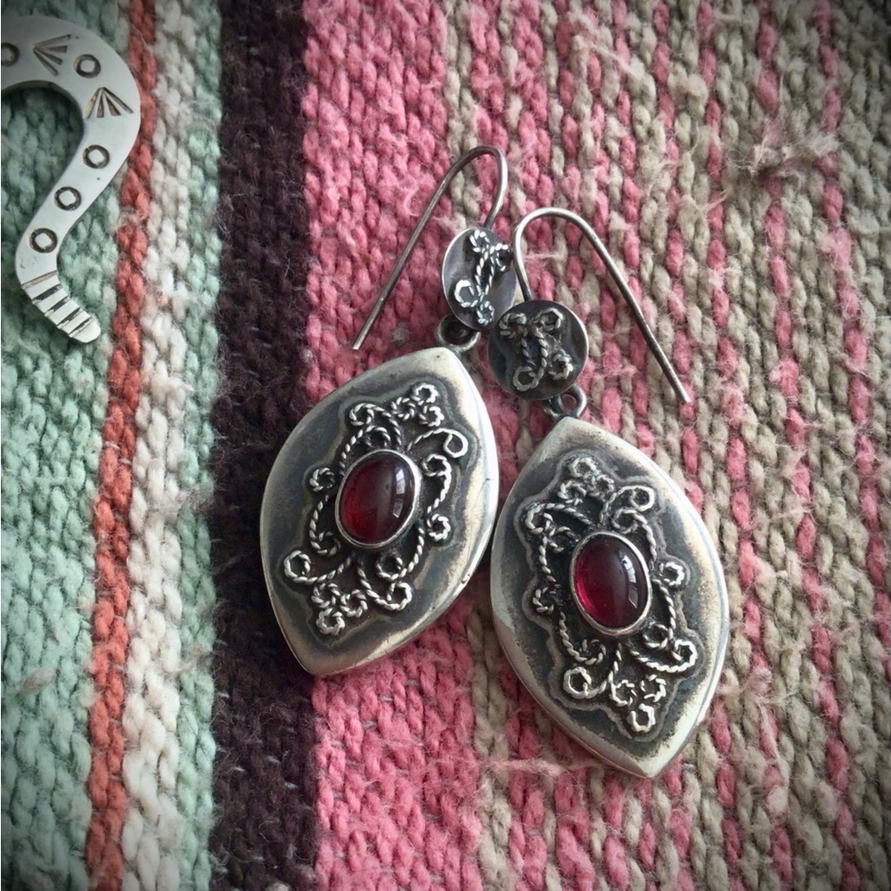 Sterling Silver Garnet Earrings!